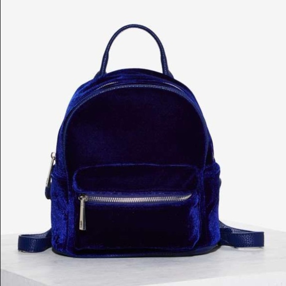 Nasty Gal blue velvet mini backpack 💙